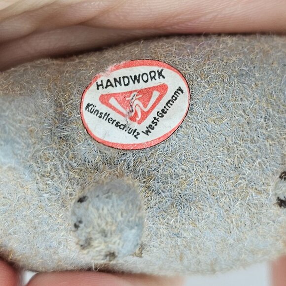 Vintage Wagner Kunstlerschutz Flocked Hippo Handmade West German Felt Figurine - Picture 6 of 8